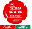 Diablo 7-1/4" x 4-Teeth HardieBlade Fiber Cement Saw Blade