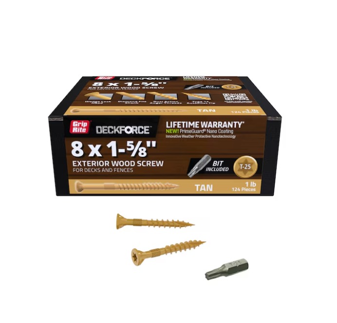 Grip Rite DeckForce #8x1-5/8 Screws 1Lb/Bx Tan