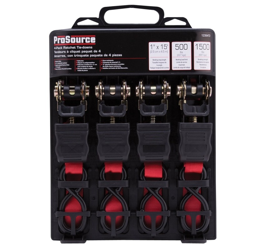 ProSource 1x15' Tie-Down Ratchet Strap 4-Pack