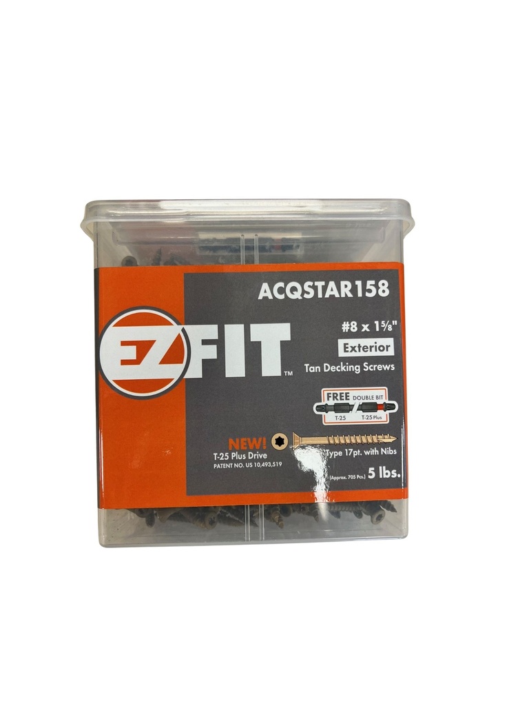 EZ Fit #8x1-5/8 Screws 5Lb/Bx Tan