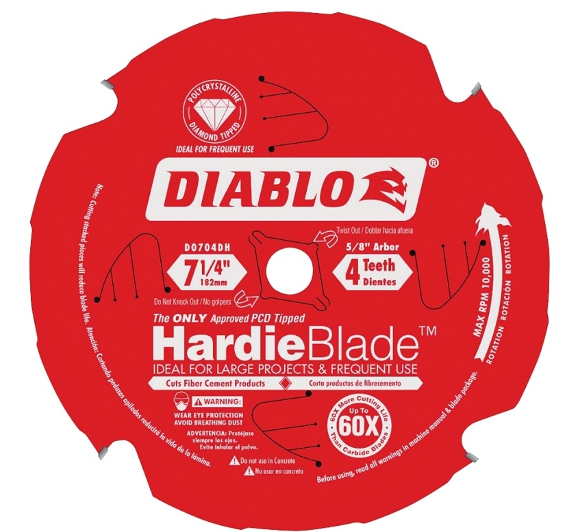 Diablo 7-1/4" x 4-Teeth HardieBlade Fiber Cement Saw Blade