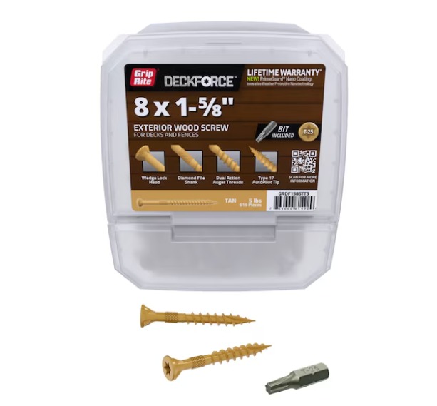 Grip Rite DeckForce #8x1-5/8 Screws 5Lb/Bx Tan