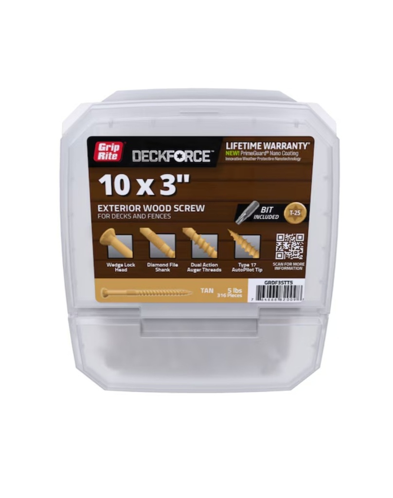 Grip Rite DeckForce #9x3 Screws 5Lb/Bx Tan