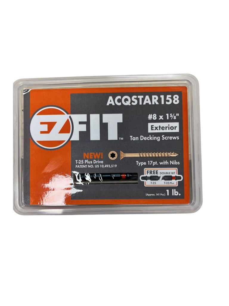 EZ Fit Screws #8 X 1 5/8" 1Lbs Box Tan