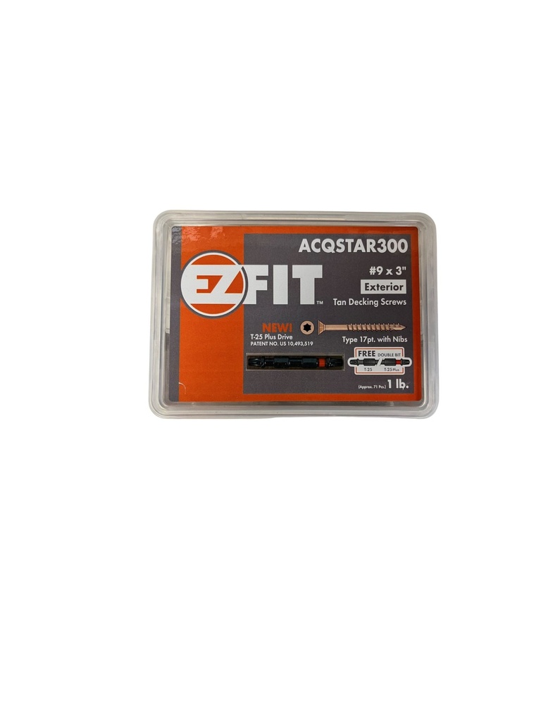 EZ Fit #9x3 Screws 1Lb/Bx Tan