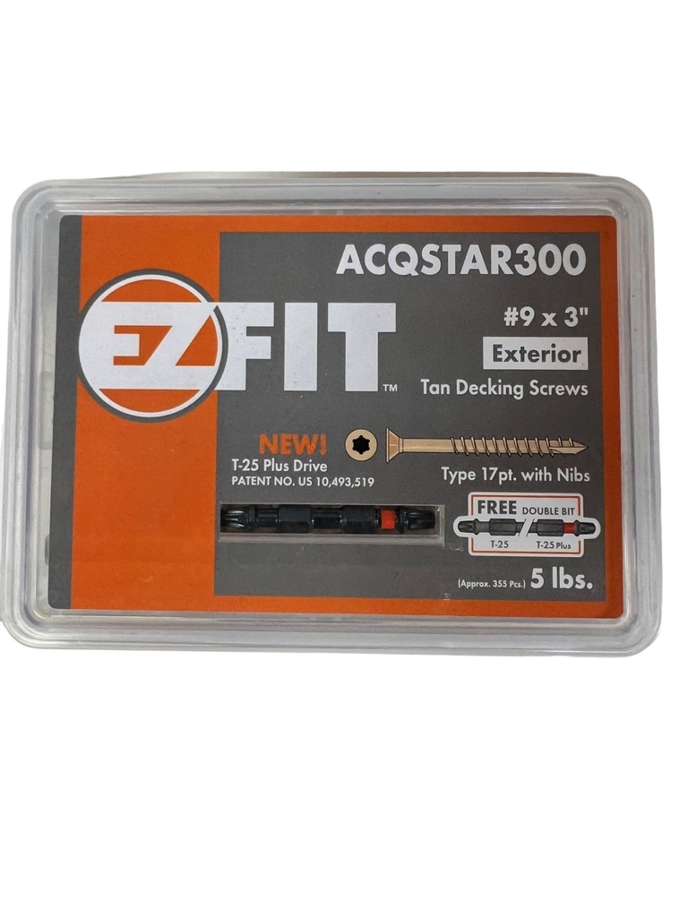 EZ Fit #9x3 Screws 5Lb/Bx Tan