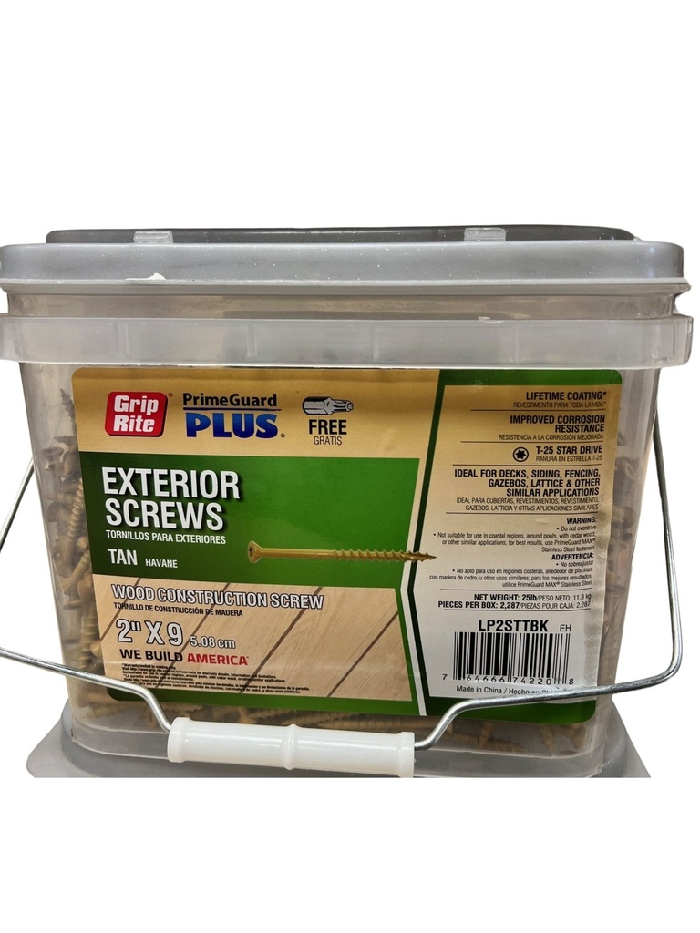 Grip Rite #9 X 2 Wood Screw 25lbs Box Tan