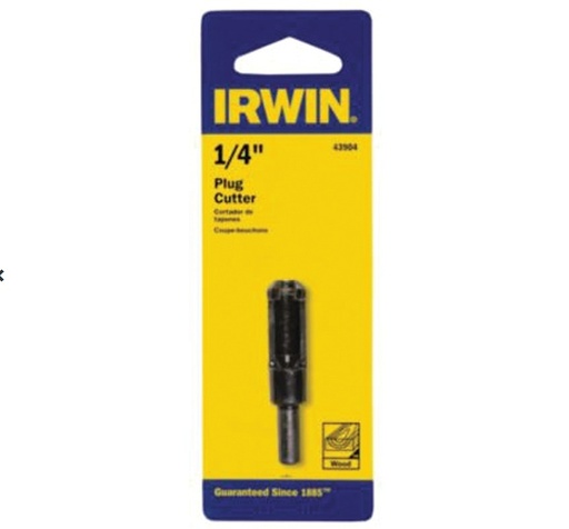 Irwin Plug Cutter, 1/4 in Dia Cutter, 1/4 in Dia Shank, Carbon Steel
