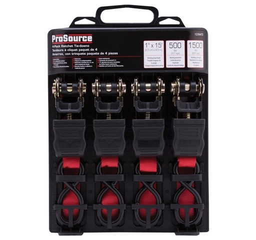 ProSource 1x15' Tie-Down Ratchet Strap 4-Pack