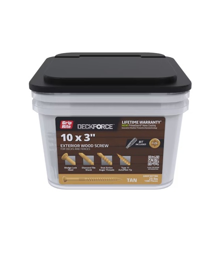 [GRDF3STTBK] Grip Rite DeckForce #9x3 Screws 25Lb/Bx Tan