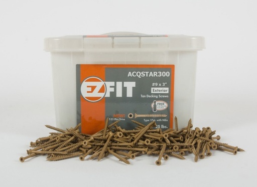 [EZ67947] EZ Fit #9x3 Screws 25Lb/Bx Tan